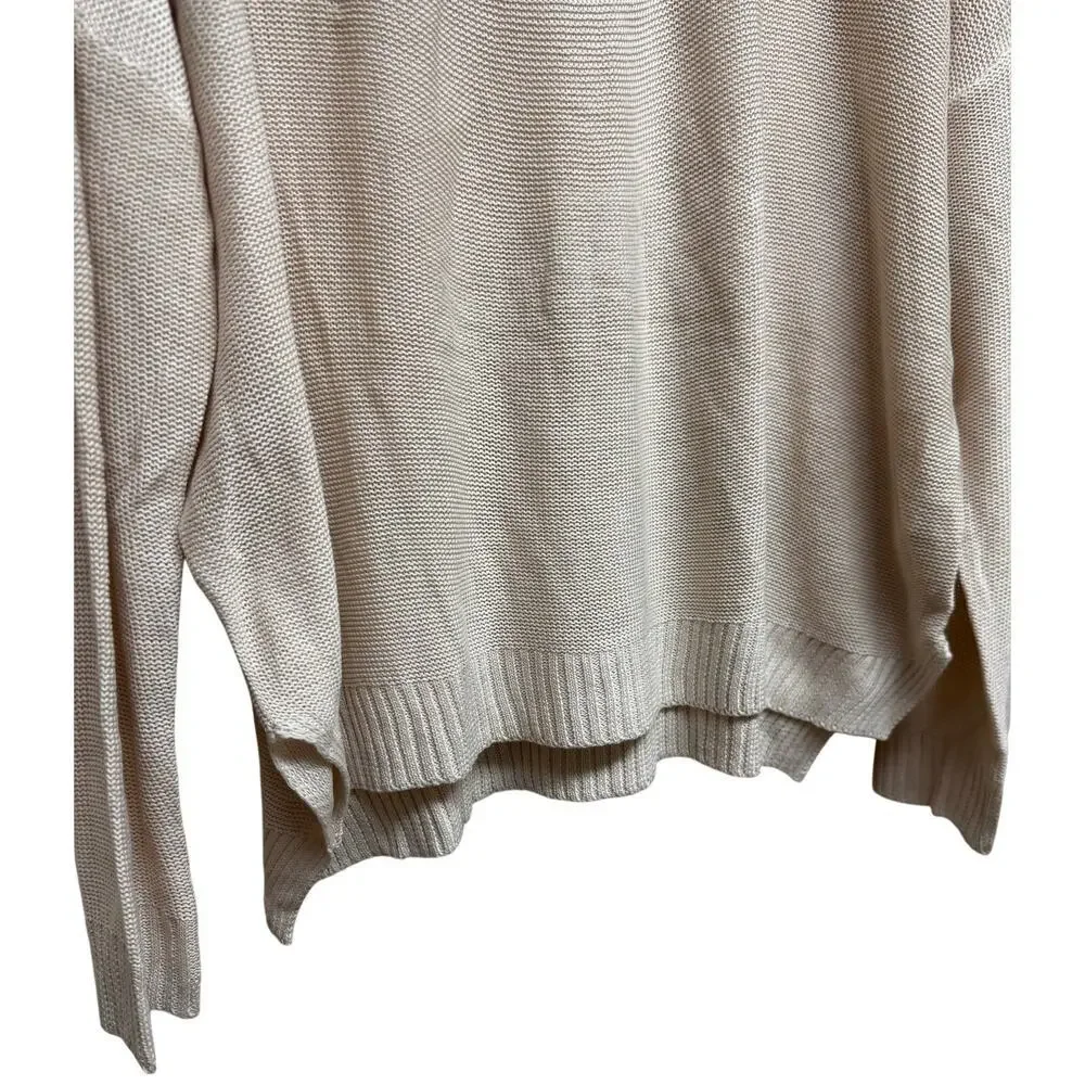 Cupshe V Neck Knit Sweater Beige Oversized Lightweight XL NWT - Picture 5 of 8